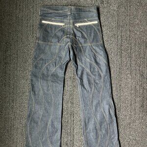 Wavy Wide Leg Selvedge Denim Men Size 34